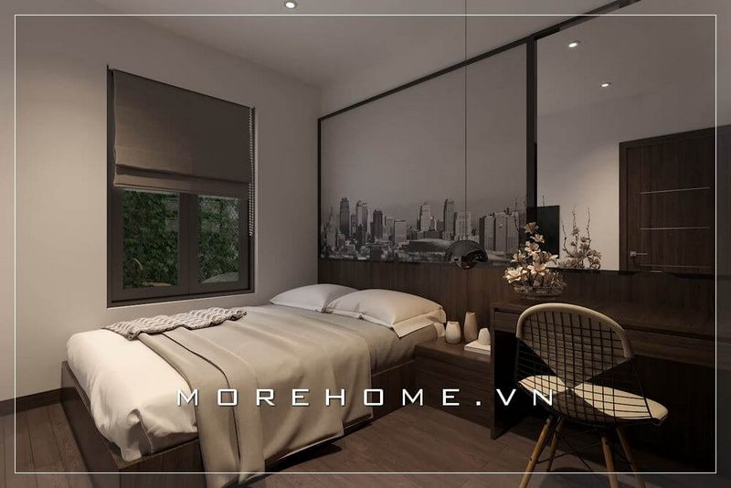 Giường ngủ hiện đại với gam màu nâu trầm ấm tạo cho giấc ngủ nhẹ nhàng, thoải mái hơn cho chủ nhân căn phòng